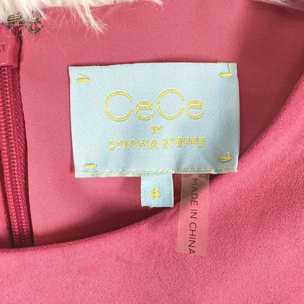 CeCe Cocktail Fit & Flare Dress Size 6 Pink Preppy Sheath Short Mini Coquette - Picture 4 of 12